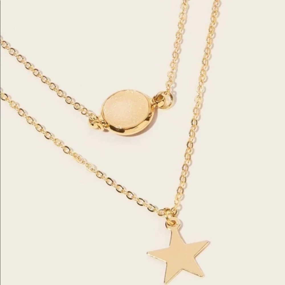💋 NEW Gold Star double chain necklace